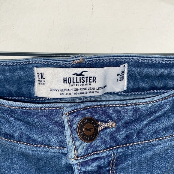 Hollister jean leggings curvy ultra high‎ rise waist skinny distressed stretch - Picture 3 of 5